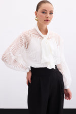 Load image into Gallery viewer, Scarf Zebra Pattern Shirt - Ecru