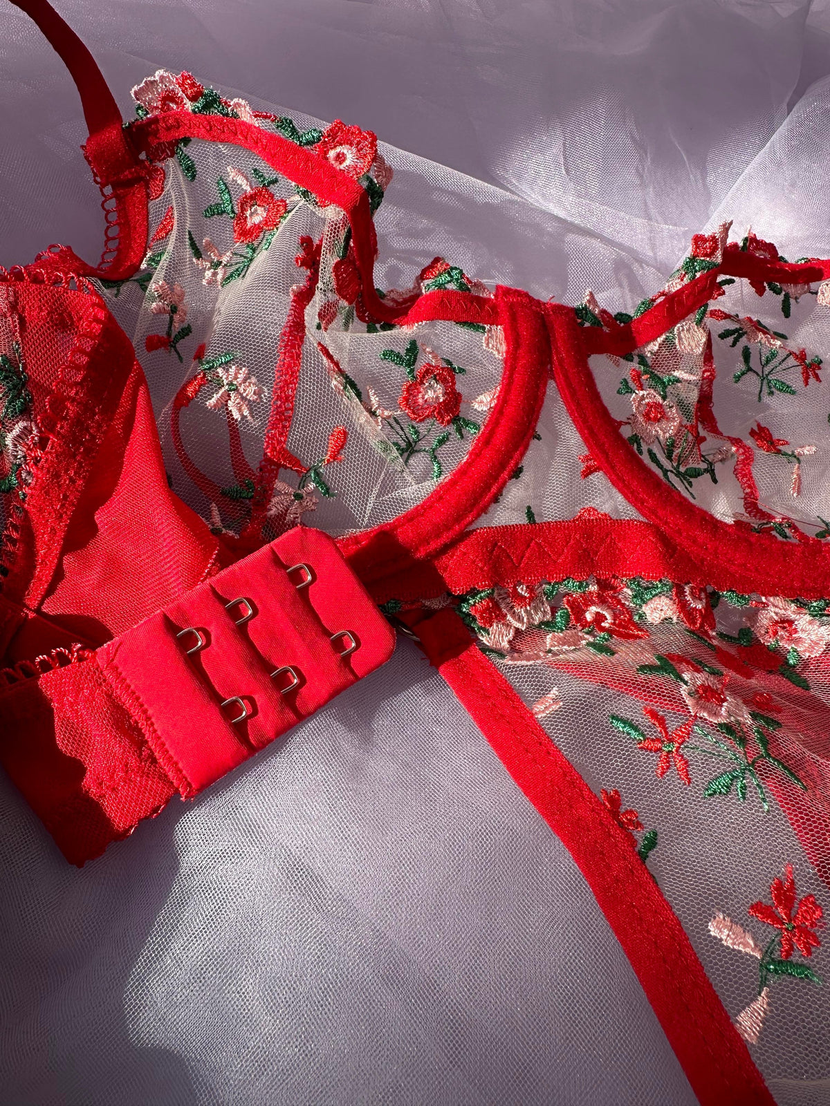 Red floral embroidered set