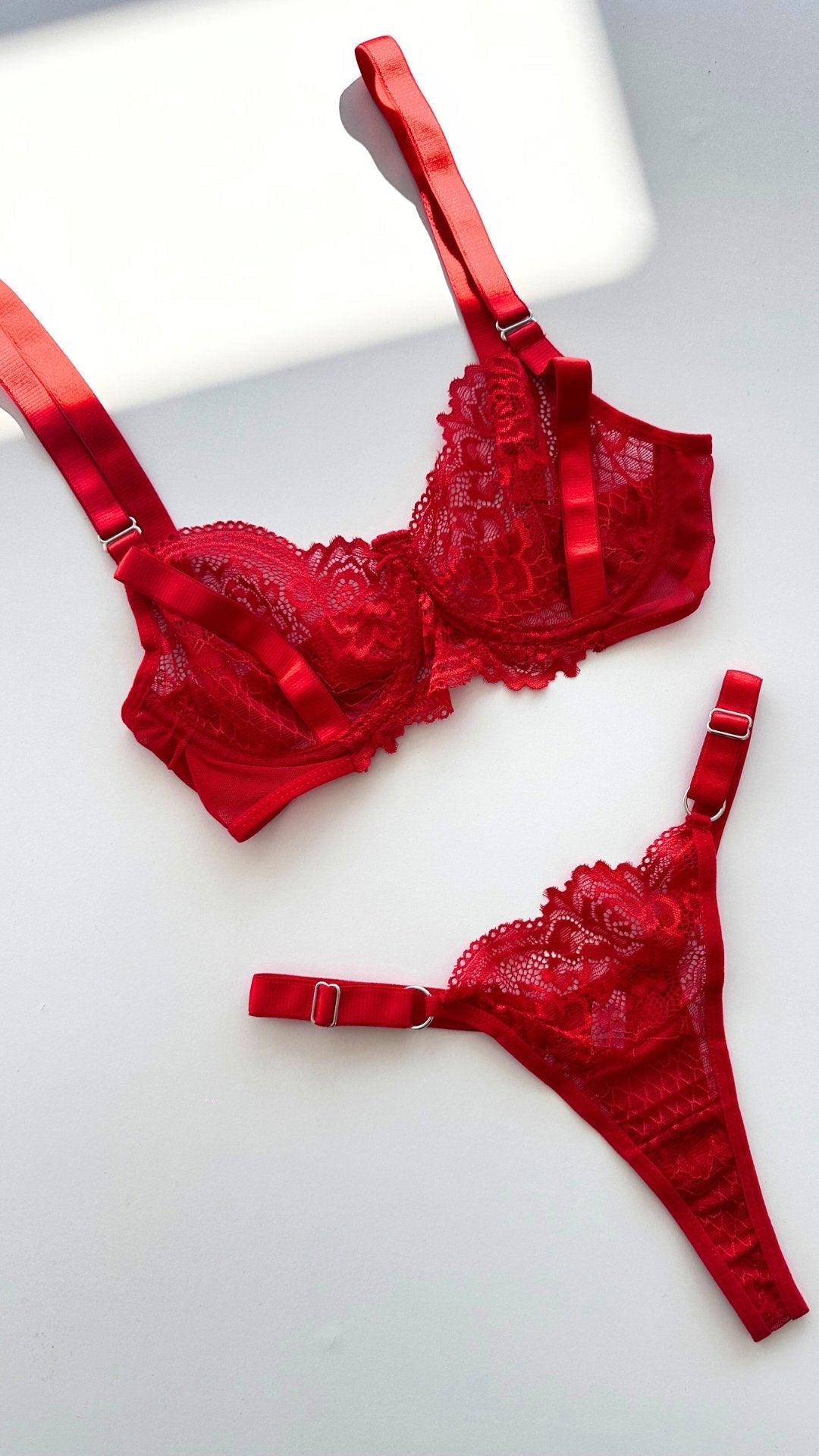 Red Bra Set with Skirt - Playful Lingerie