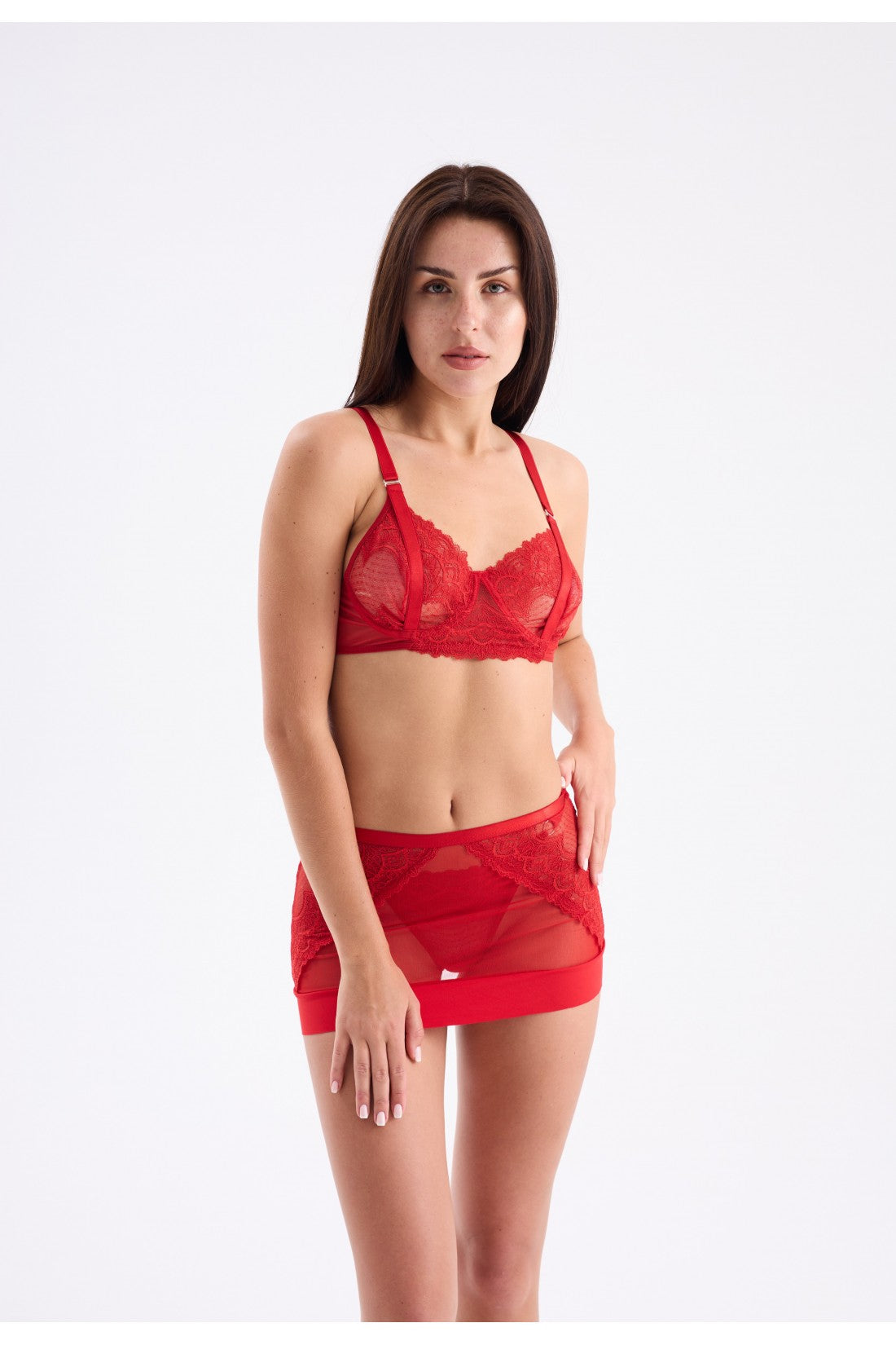 Red Bra Set with Skirt - Playful Lingerie