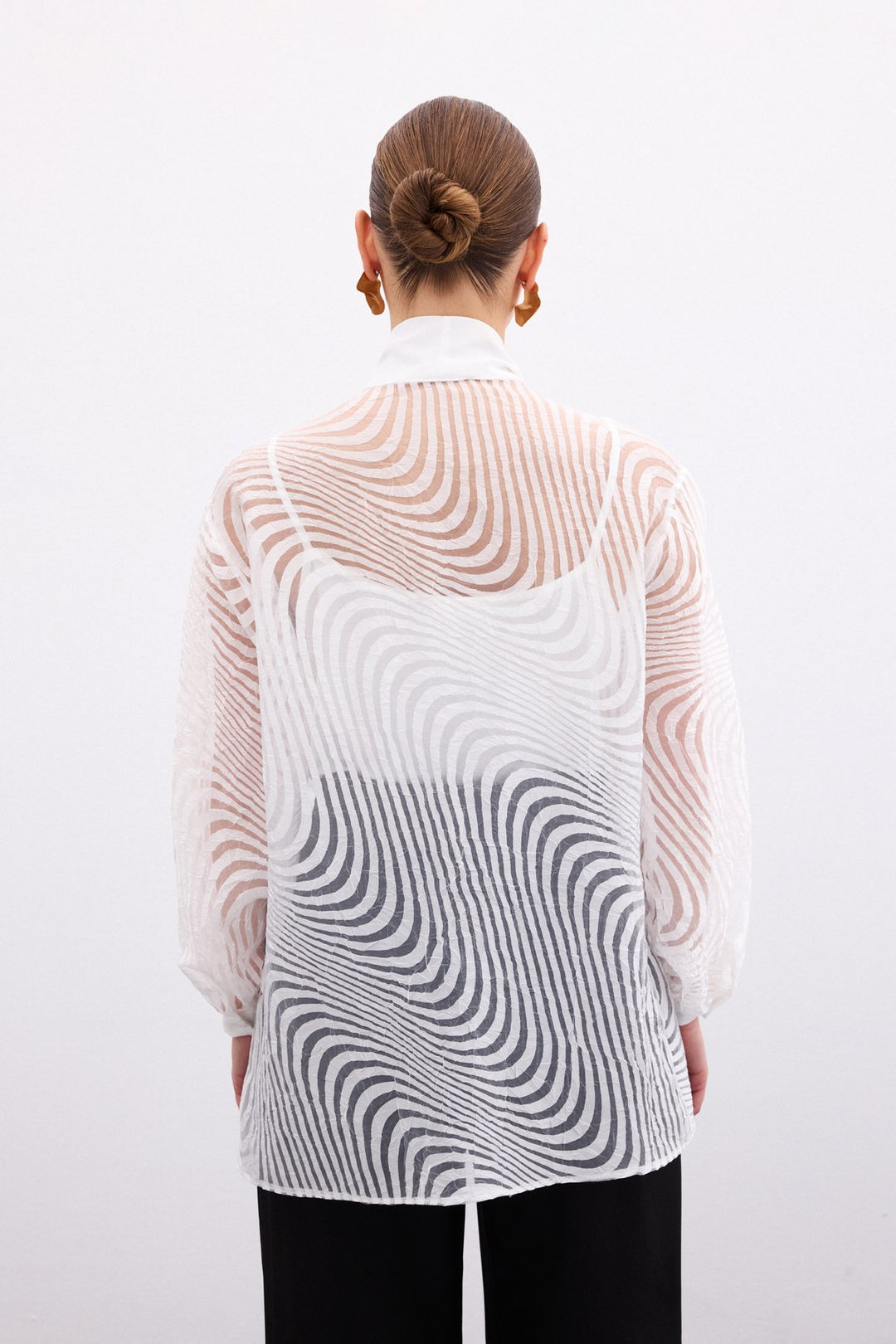 Scarf Zebra Pattern Shirt - Ecru