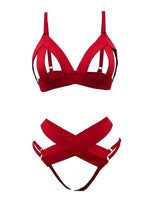 Load image into Gallery viewer, Red Strap Harness Set - Bold Lingerie
