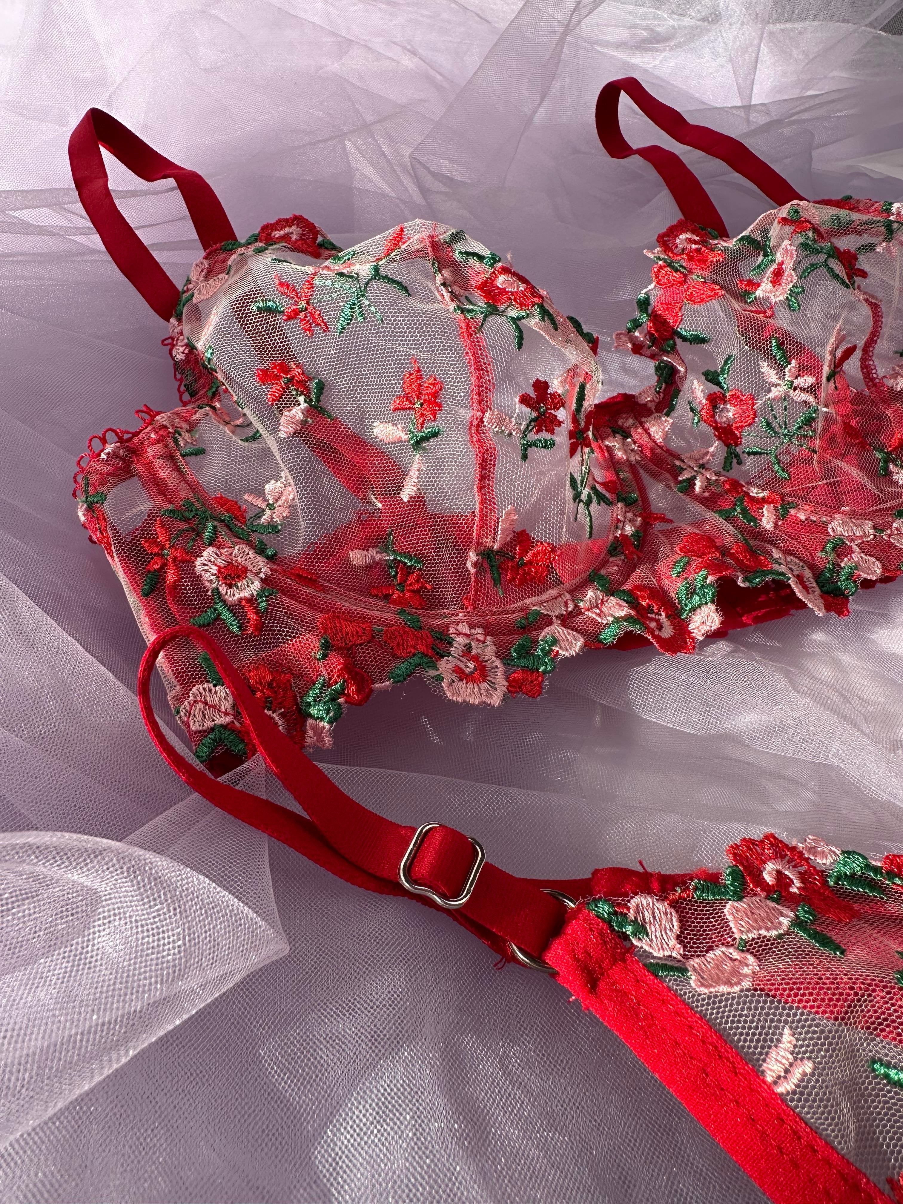 Red Floral Embroidered Set