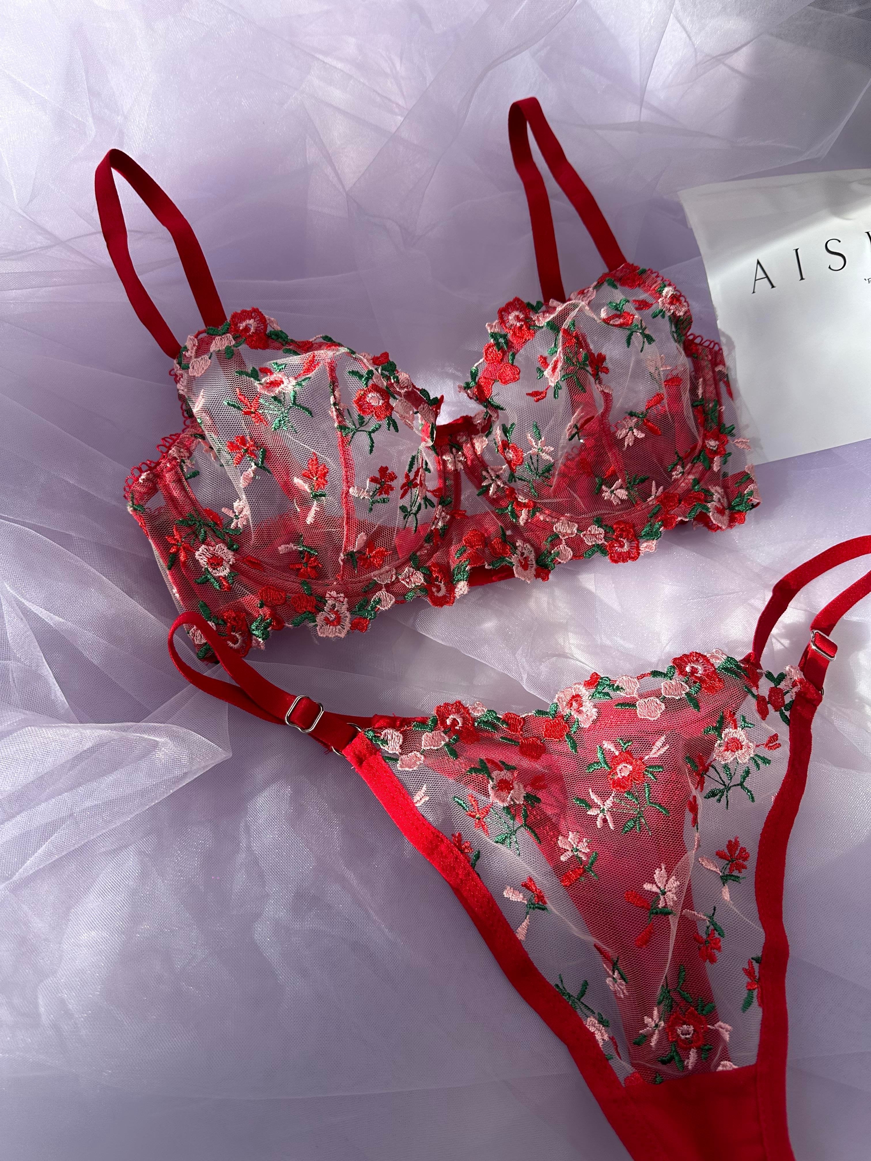 Red Floral Embroidered Set