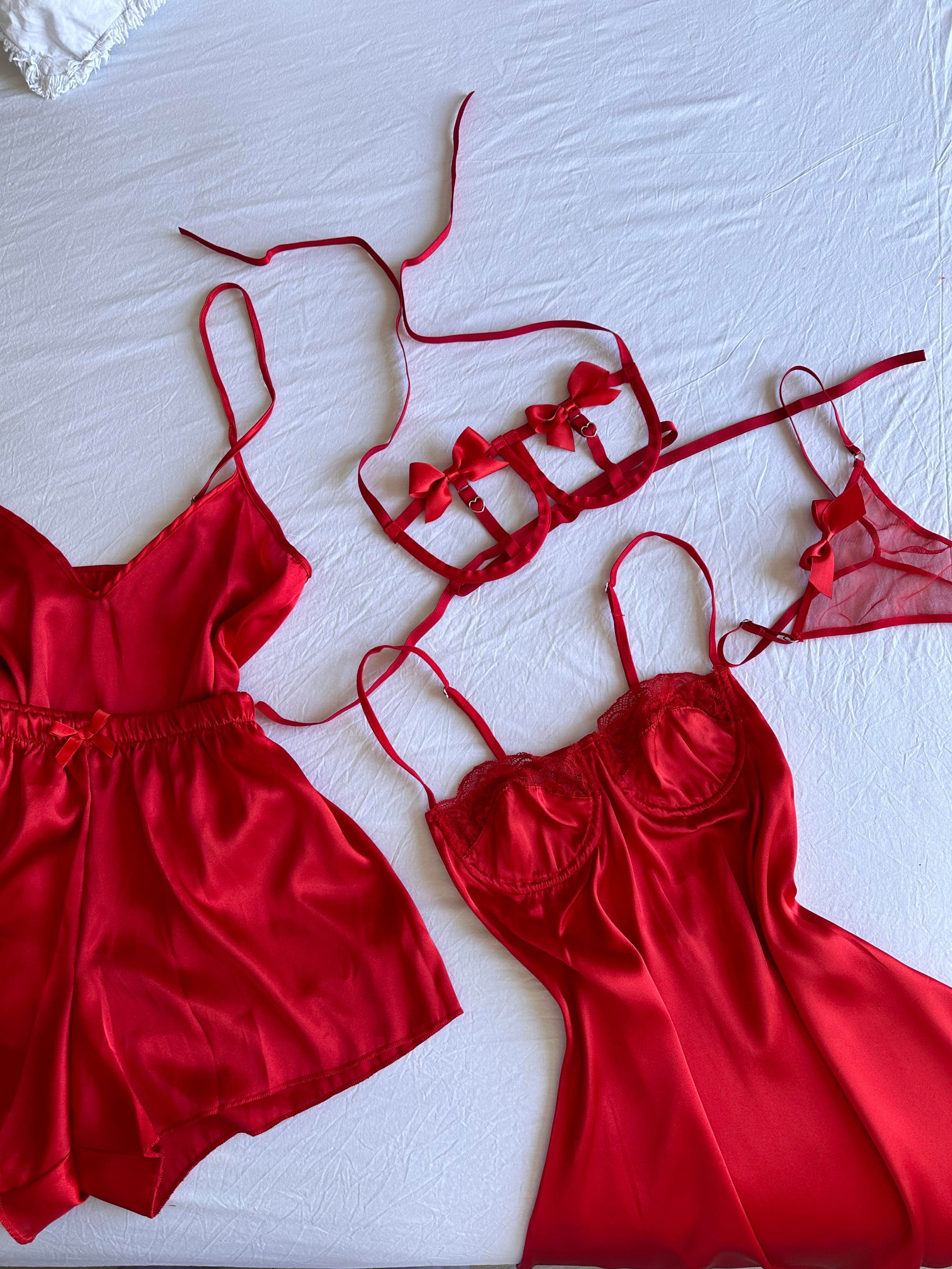 Red Lena Bridal Set - Trousseau Lingerie