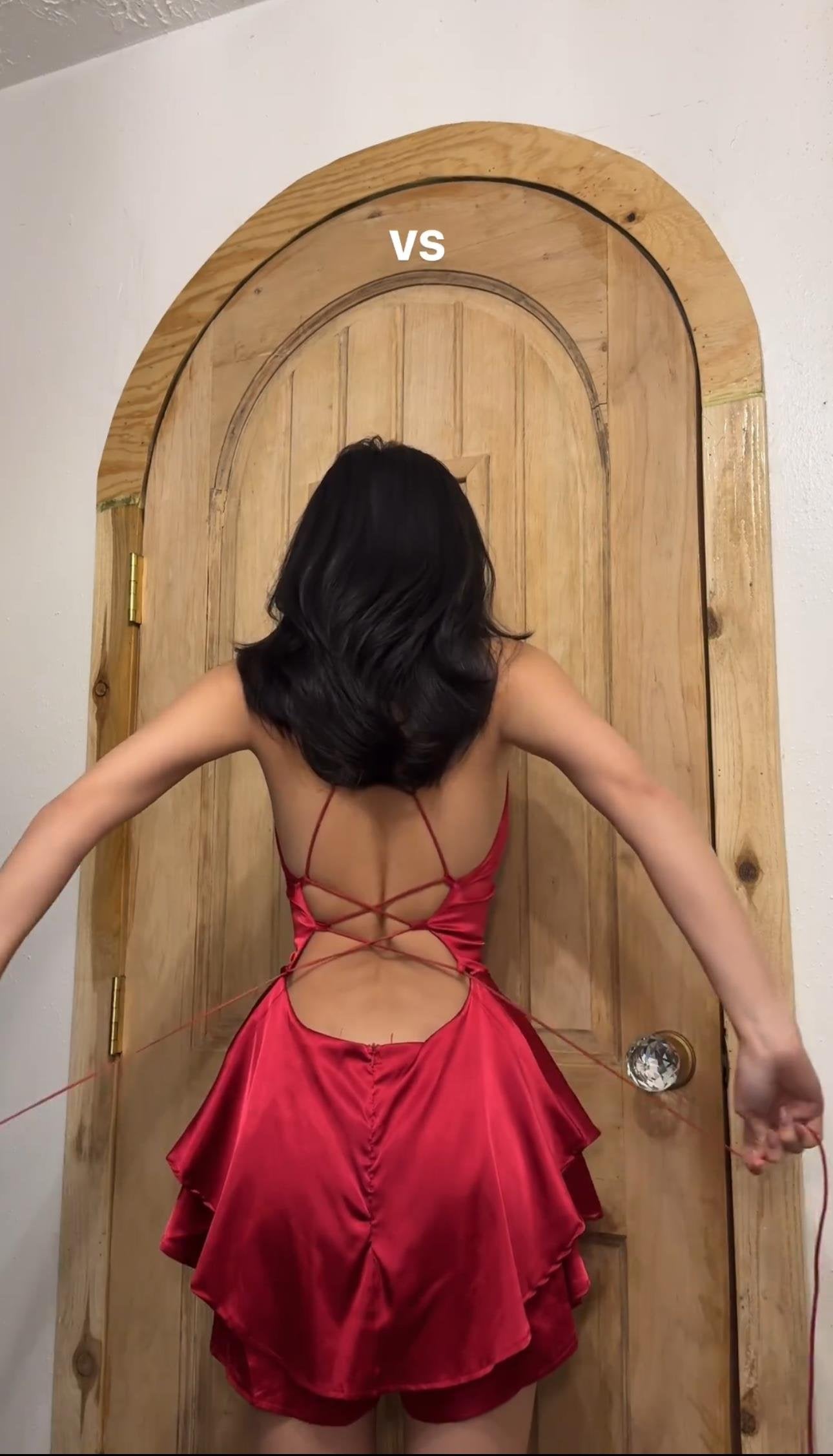 Red Double Layered Ruffled Dress