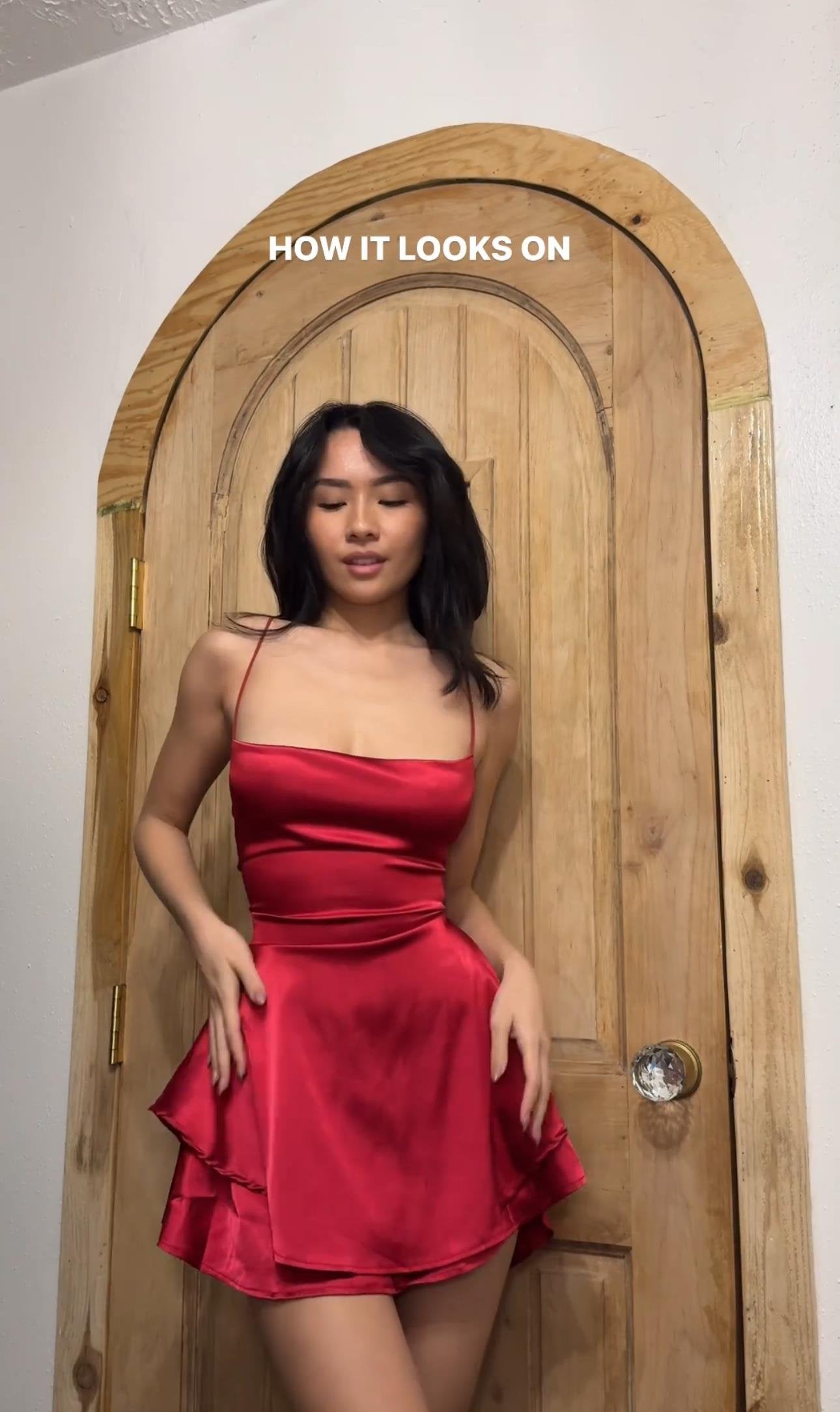 Red Double Layered Ruffled Dress