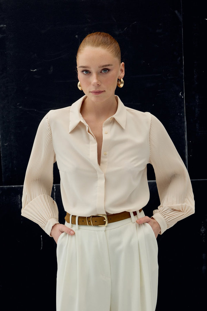 Pleated Sleeve Shirt -