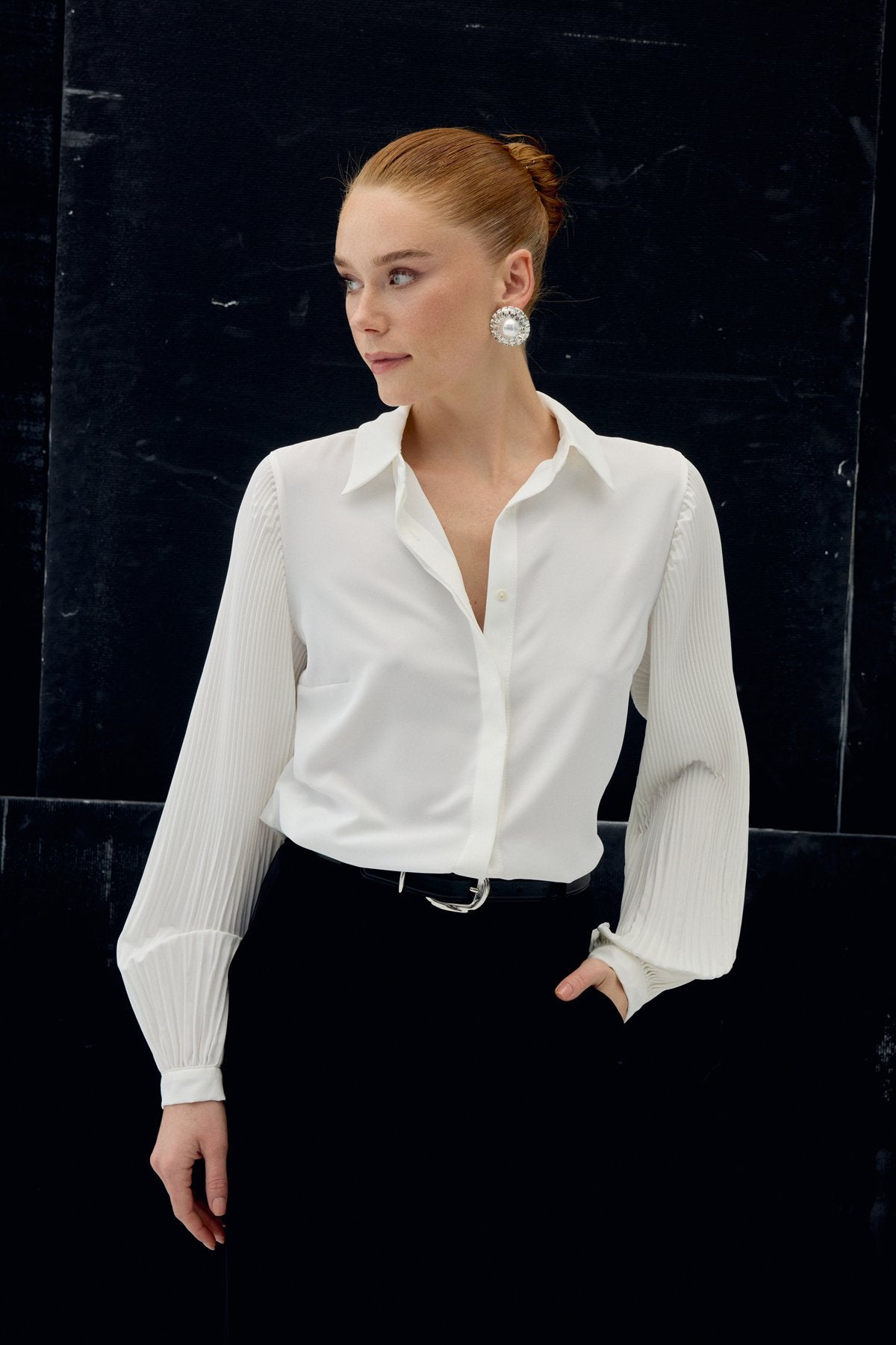 Pleated Sleeve Shirt -