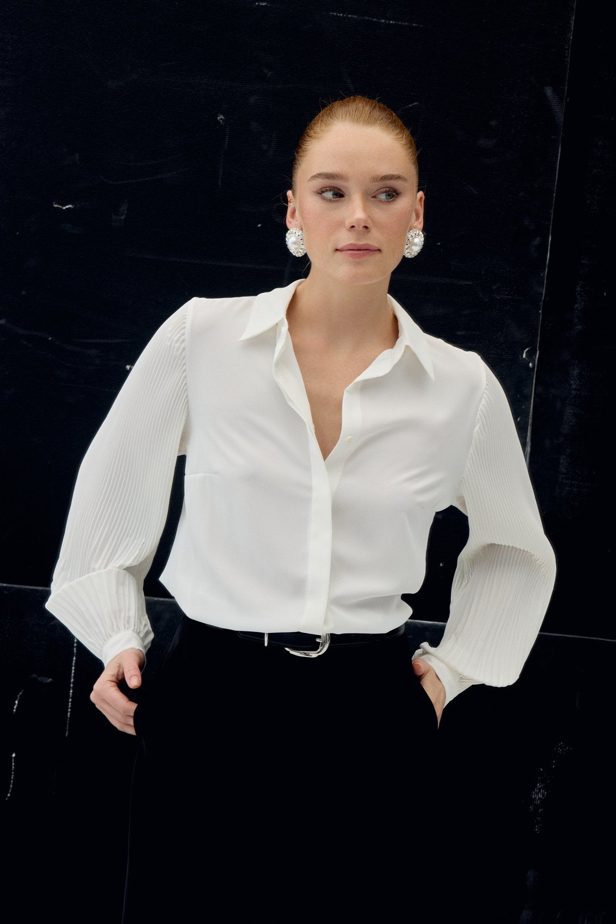 Pleated Sleeve Shirt -