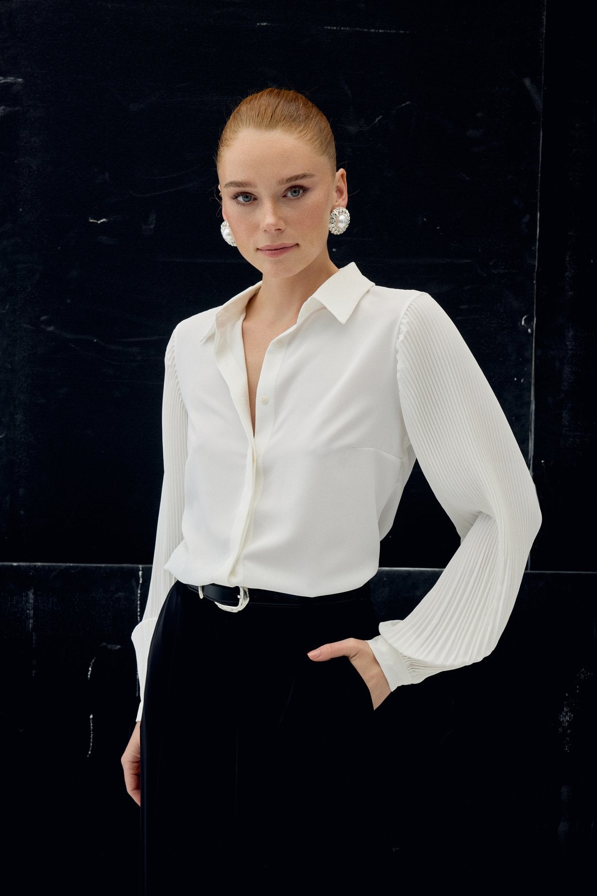 Pleated Sleeve Shirt -