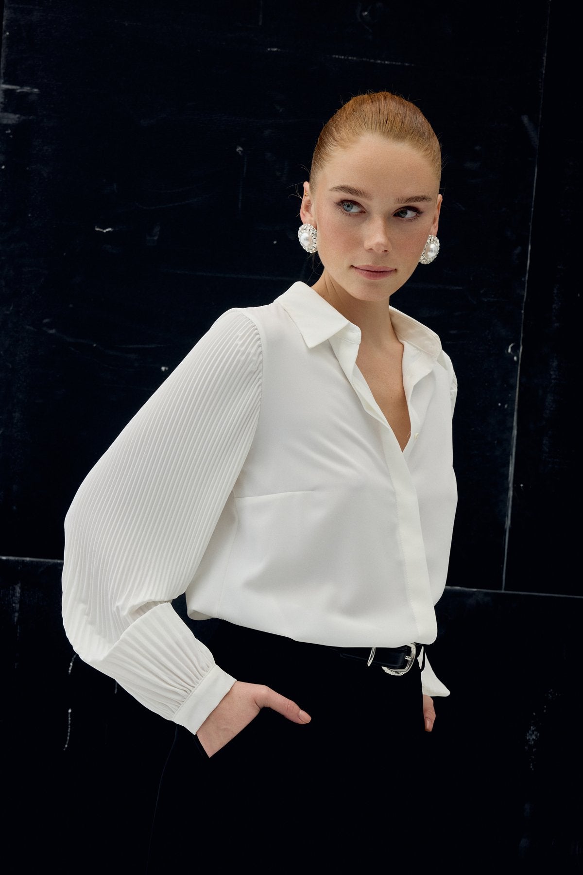 Pleated Sleeve Shirt -