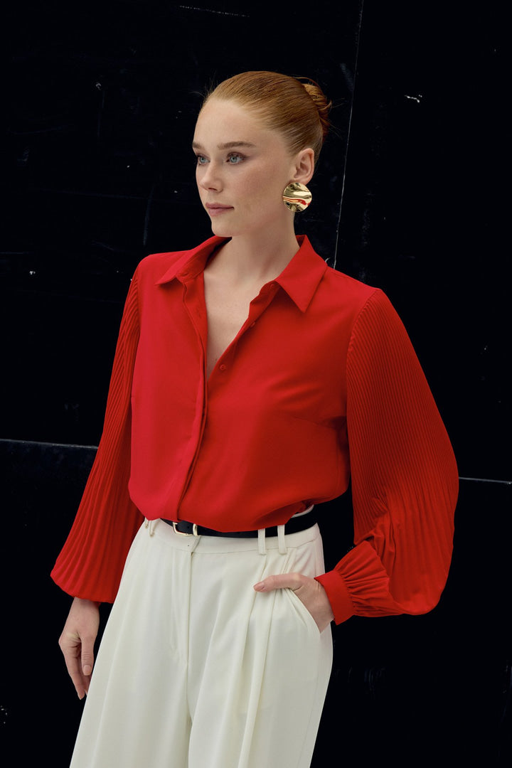 Pleated Sleeve Shirt -