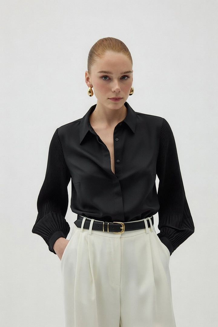 Pleated Sleeve Shirt -