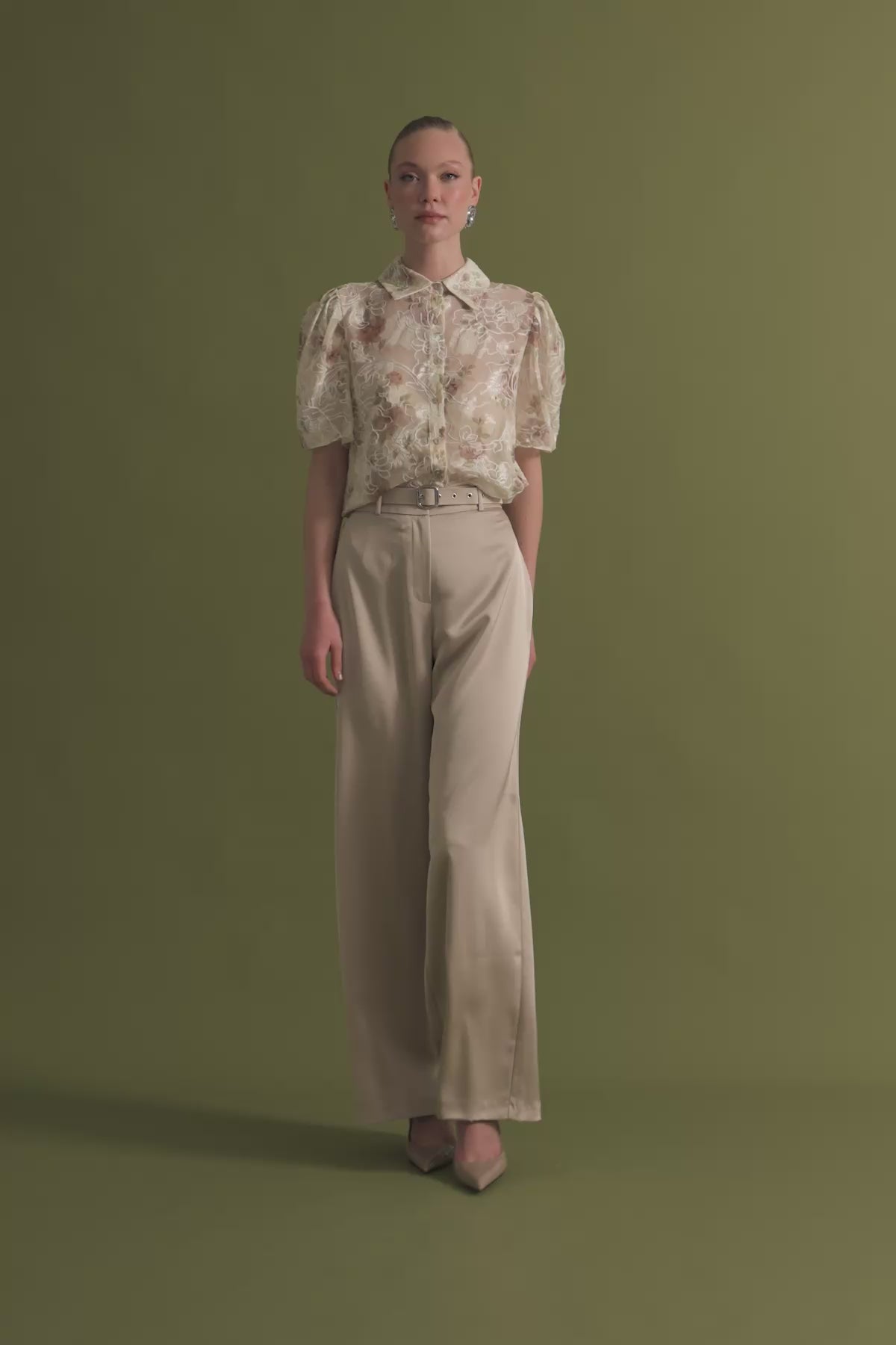 Embroidered Short Sleeve Shirt - Mink
