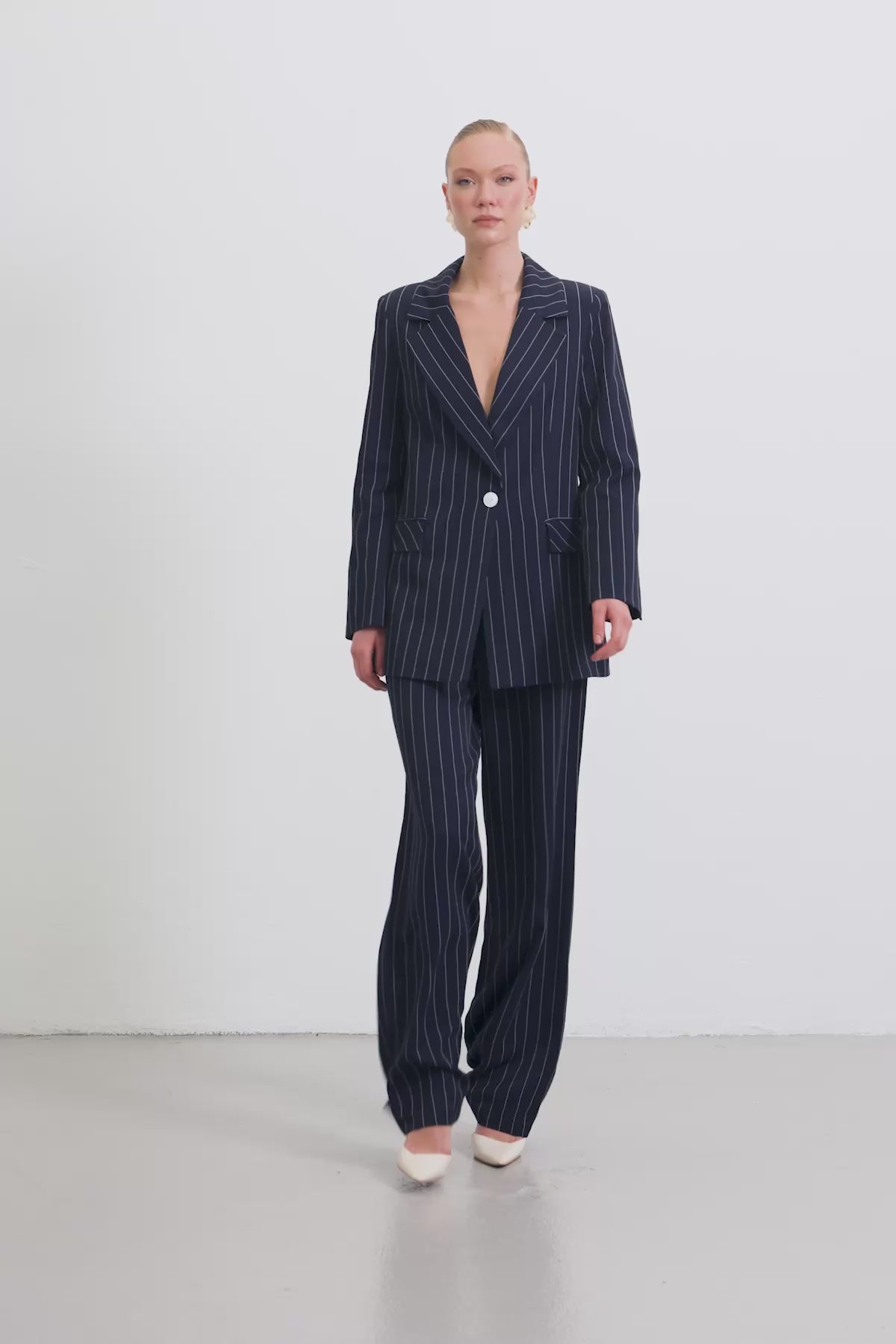 Rina Striped Pants - Navy