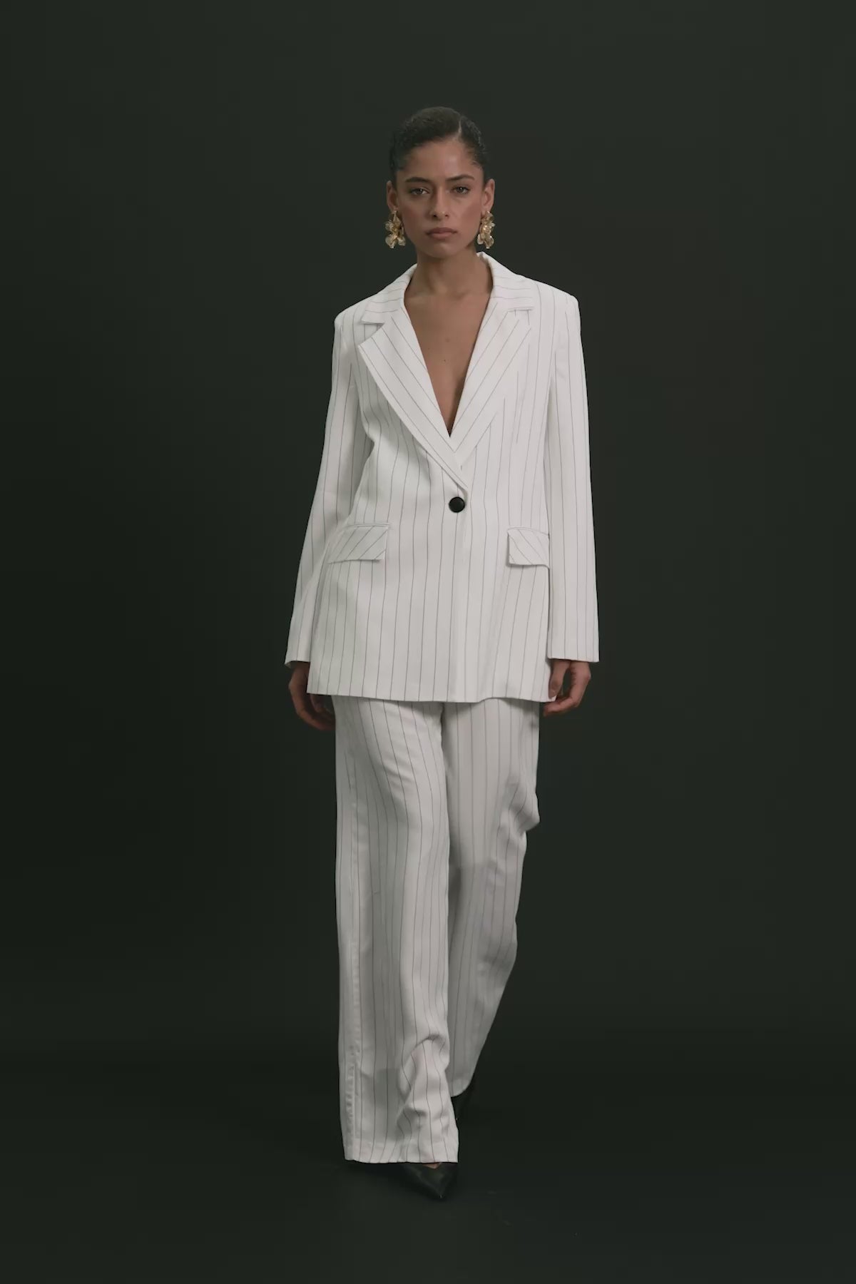 Rina Striped Pants - Ecru