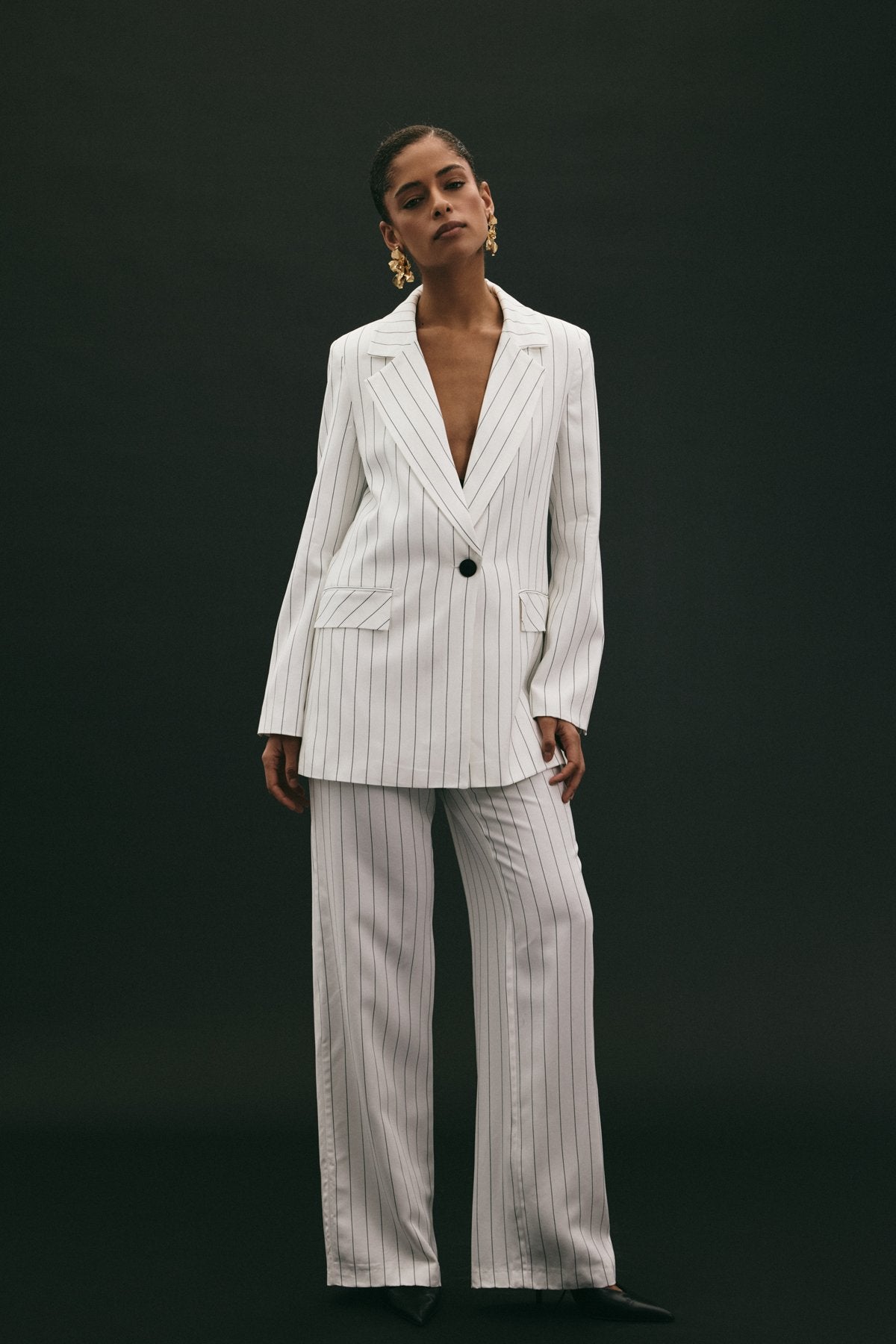 Rina Striped Pants - Ecru