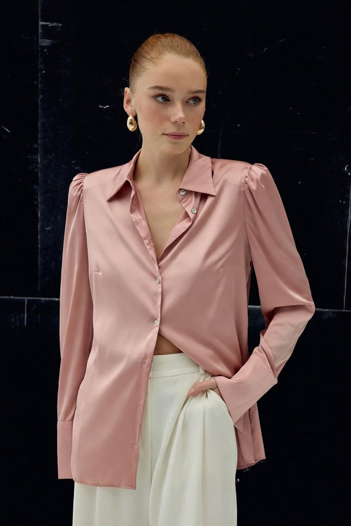 Padded Satin Shirt -